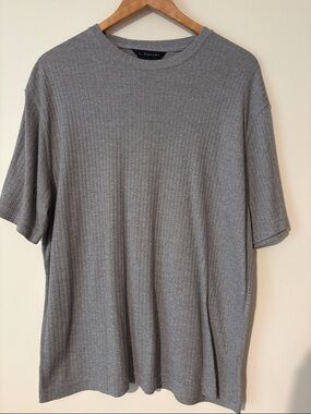 J. Ferrar men's ribbed knit short-sleeve t-shirt 1990’s Gray size large